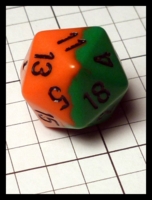 Dice : Dice - 20D - Chessex Half and Half Orange and Green with Black Numerals - Ebay Dec 2014